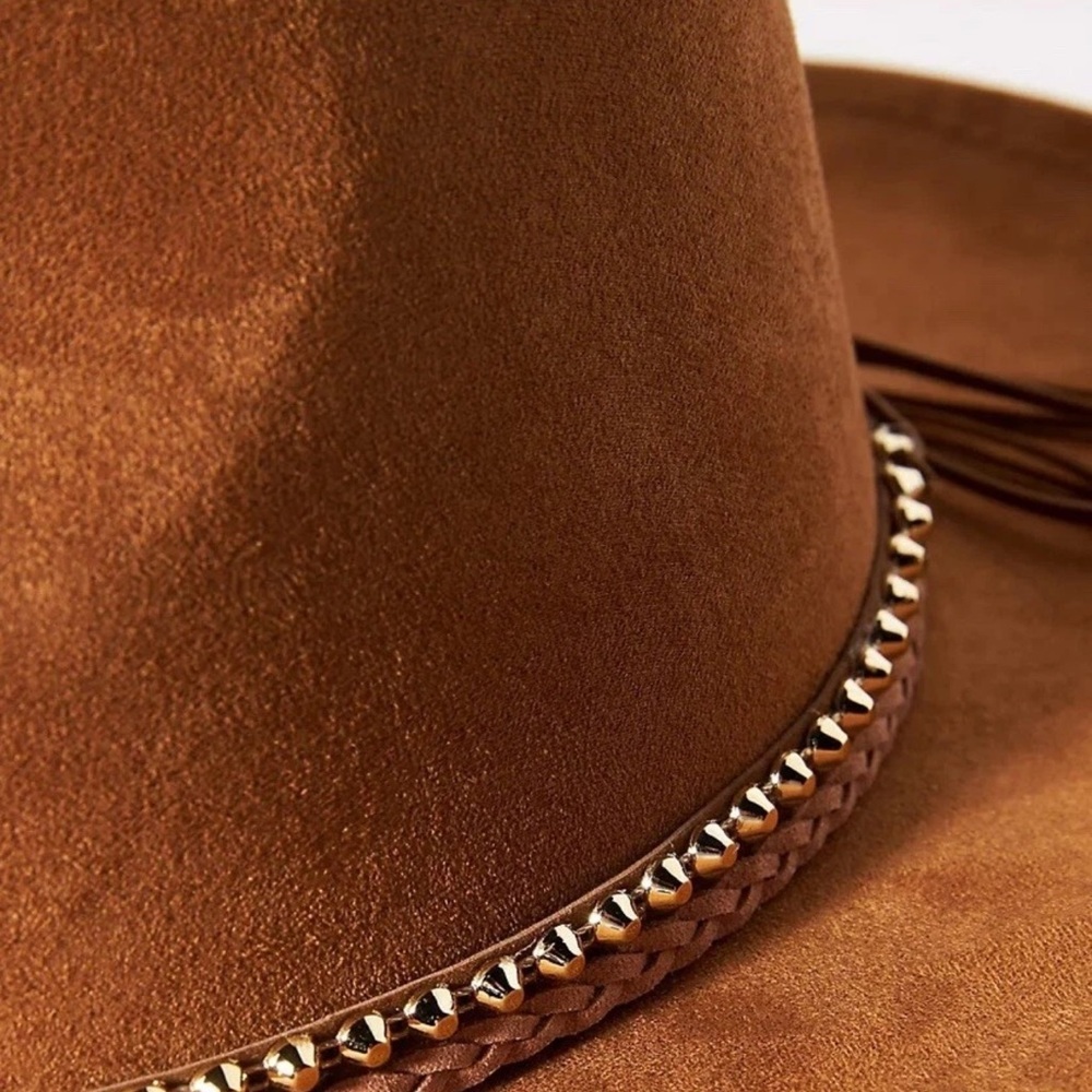 NWT SOLD OUT By Anthropologie Faux-Suede Rancher Hat in Honey Brown OS - Picture 8 of 14